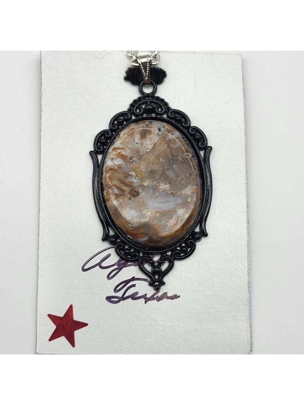 Vintage Natural Agate Stone Pendant Necklace Boho Festival Jewelry